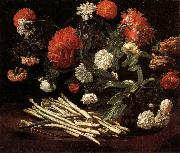 Giovanni Martinelli, Still Life with Roses,Asparagus,Peonies,and Car-nations